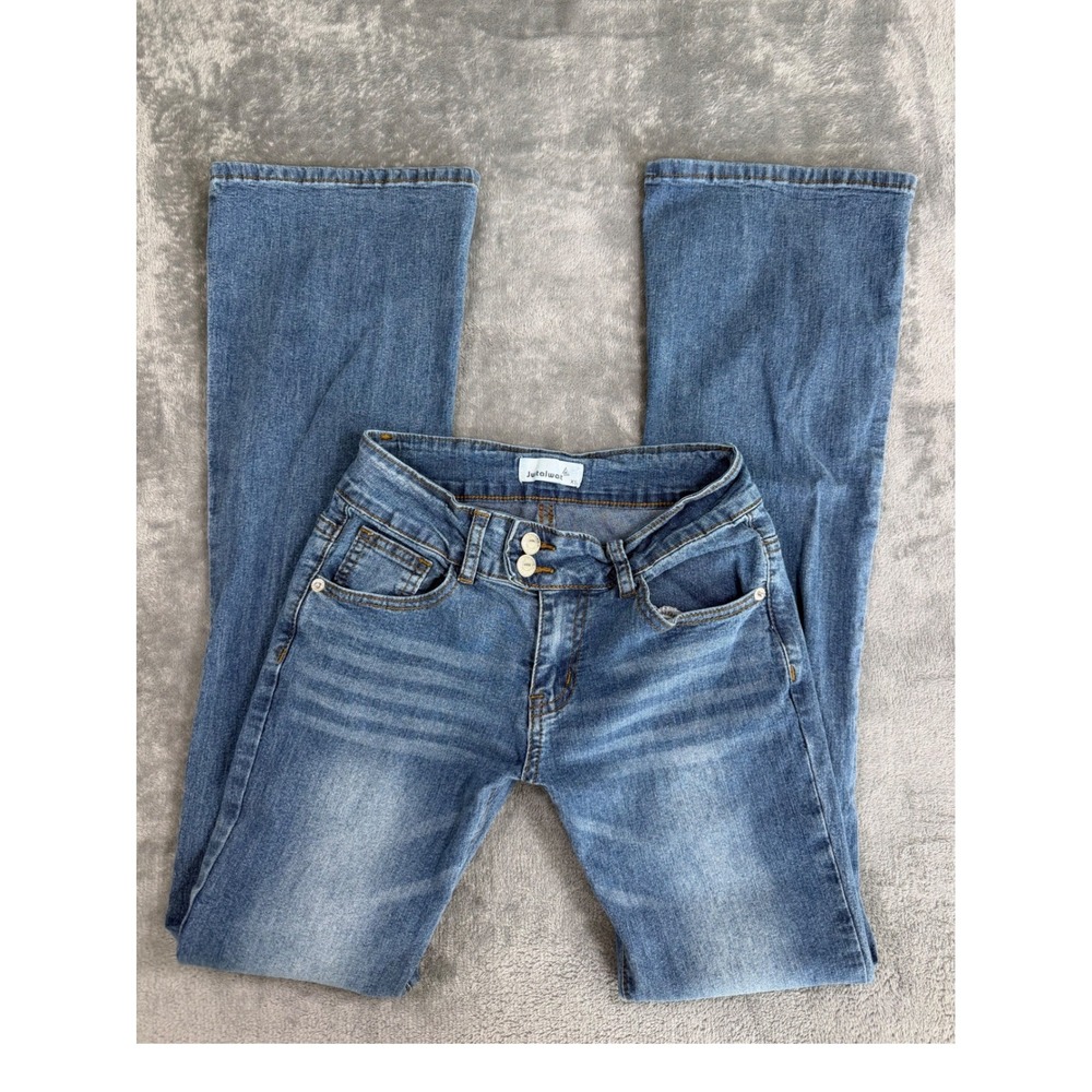 Y2K Double-Button Low-Rise Bootcut Flare Jeans 2000s Paris Hilton Grunge XS